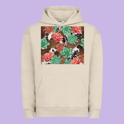 Succulents And Cowhide Urban Hoodie Designed By Tumblerdesignbyshophia