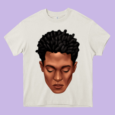 Black Man Portrait Heavy Core Tee Designed By Texasbilliewilder