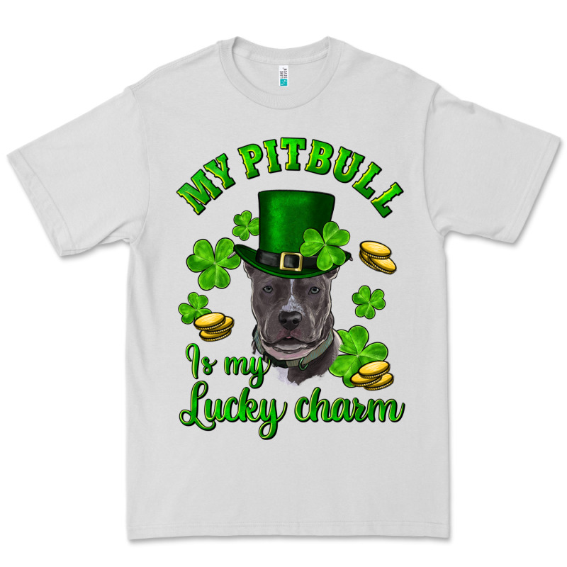 St. Patrick's Day My Pitbull Is My Lucky Charm With Hat Premium Tee by RanaPortraitStore | Teevron