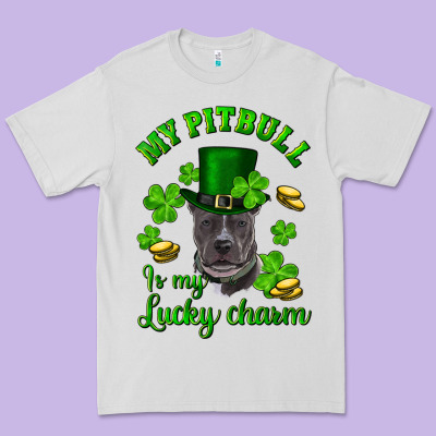 Premium Tee St. Patrick's Day My Pitbull Is My Lucky Charm With Hat