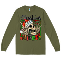 Army Green christmas vibes skeleton Long Sleeve Tee - Jasminsmagicworld