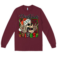 Burgundy christmas vibes skeleton Long Sleeve Tee - Jasminsmagicworld