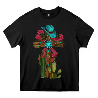 Black Gemstone Cross With Cactus Heavy Core Tee - RanaPortraitStore