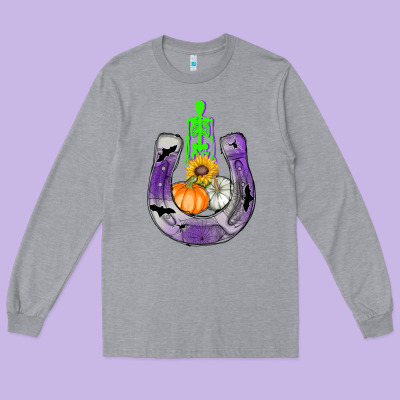 Horseshoe Halloween Long Sleeve Tee Designed By Adodesignshop