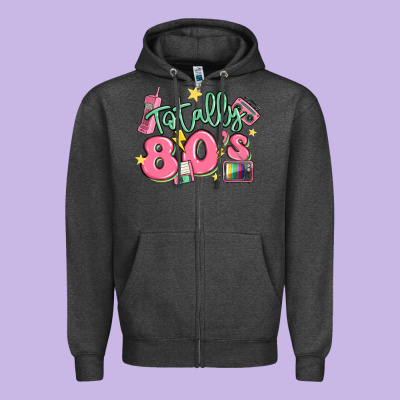 Totally 80s Retro Vintage Zipper Hoodie Designed By Maliassmallbusiness