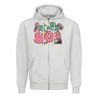 Dove Grey totally 80s retro vintage Zipper Hoodie - MaliasSmallBusiness