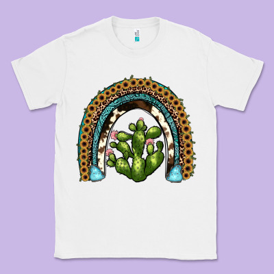 Cactus Rainbow Classic Tee Designed By Jahusdesignshop