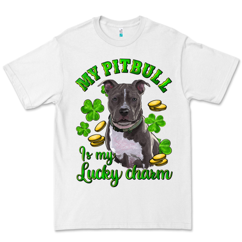 St. Patrick's Day My Pitbull Is My Lucky Charm Premium Tee by RanaPortraitStore | Teevron