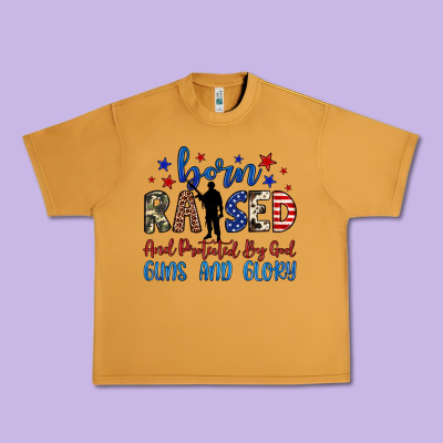 Born Raised And Protected By God Guns And Glory Urban Heavy Tee Designed By Jahusdesignshop