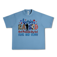 Pebble Blue born raised and protected by god guns and glory Urban Heavy Tee - JahusDesignShop
