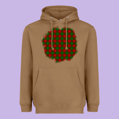 Christmas Tartan Patch Heavyweight Hoodie Designed By Bundleandbundleshop