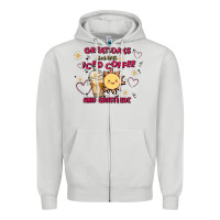 Dove Grey great days start with iced coffee and gratitude Zipper Hoodie - MaliasSmallBusiness