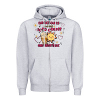 Heather Grey great days start with iced coffee and gratitude Zipper Hoodie - MaliasSmallBusiness