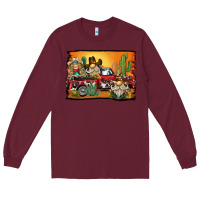 Burgundy western truck cowboy gnome background Long Sleeve Tee - BarkalooDesign