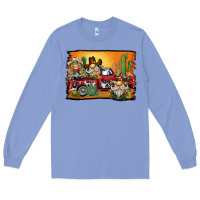 Colony Blue western truck cowboy gnome background Long Sleeve Tee - BarkalooDesign