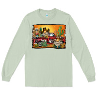 Matcha western truck cowboy gnome background Long Sleeve Tee - BarkalooDesign