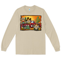 Mushroom western truck cowboy gnome background Long Sleeve Tee - BarkalooDesign