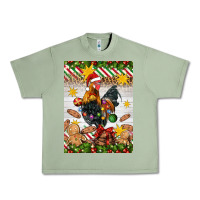 Oil Green Christmas rooster Urban Heavy Tee - Artiststas