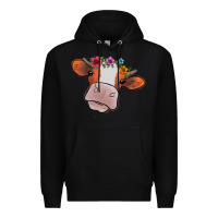 Black cow with flowers Premium Hoodie - Bettercallsaul