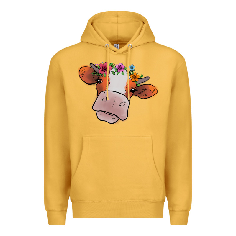 Cow With Flowers Premium Hoodie by Bettercallsaul | Teevron