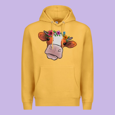 Cow With Flowers Premium Hoodie Designed By Bettercallsaul