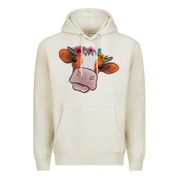 Oatmeal Heather cow with flowers Premium Hoodie - Bettercallsaul