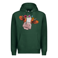 Sports Green cow with flowers Premium Hoodie - Bettercallsaul