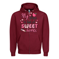 Burgundy my class is full of sweet hearts Zipper Hoodie - MaliasSmallBusiness