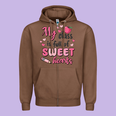 My Class Is Full Of Sweet Hearts Zipper Hoodie Designed By Maliassmallbusiness