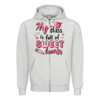 Dove Grey my class is full of sweet hearts Zipper Hoodie - MaliasSmallBusiness