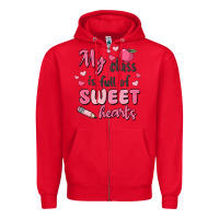 Red my class is full of sweet hearts Zipper Hoodie - MaliasSmallBusiness