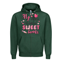 Sports Green my class is full of sweet hearts Zipper Hoodie - MaliasSmallBusiness