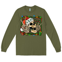 Army Green Christmas happy skeleton Long Sleeve Tee - Jasminsmagicworld