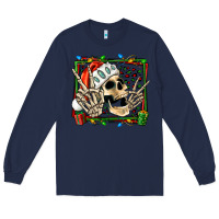 Navy Christmas happy skeleton Long Sleeve Tee - Jasminsmagicworld