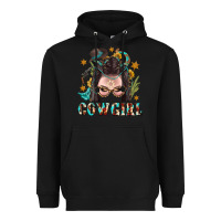 Black Western Cowgirl Braid Hair Heavyweight Hoodie - BundleAndBundleShop