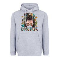 Heather Grey Western Cowgirl Braid Hair Heavyweight Hoodie - BundleAndBundleShop