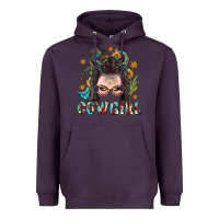 Plum Western Cowgirl Braid Hair Heavyweight Hoodie - BundleAndBundleShop