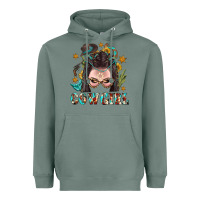 Sage Western Cowgirl Braid Hair Heavyweight Hoodie - BundleAndBundleShop