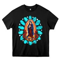 Black Gemstone Lady Of Guadalupe Heavy Core Tee - RanaPortraitStore