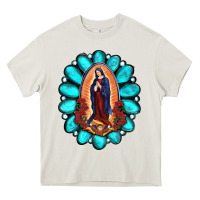 Cream Gemstone Lady Of Guadalupe Heavy Core Tee - RanaPortraitStore
