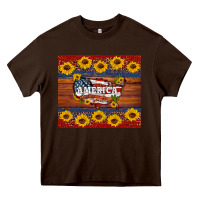 Chocolate Brown usa map Heavy Core Tee - Artiststas