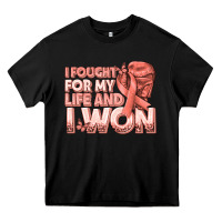 Black i fought for my life and i won uterine cancer peac Heavy Core Tee - texasbilliewilder
