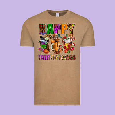 Happy Hallothanksmas Vintage Tee Designed By Adodesignshop