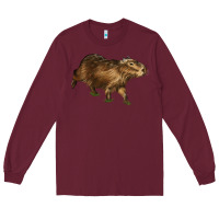 Burgundy Capybara Long Sleeve Tee - LillyAllenDesigns