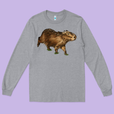 Capybara Long Sleeve Tee Designed By Lillyallendesigns