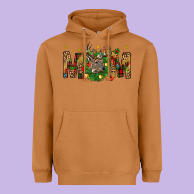 Western Mom With Reindeer Heavyweight Hoodie Designed By Bundleandbundleshop