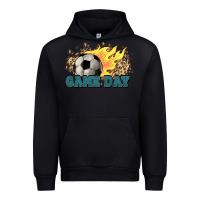 Black Game day Soccer leopard flames fireball Urban Hoodie - HowdyJamesFarm