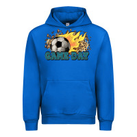 Cobalt Game day Soccer leopard flames fireball Urban Hoodie - HowdyJamesFarm