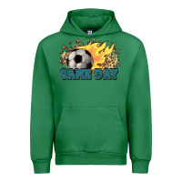 Emerald Game day Soccer leopard flames fireball Urban Hoodie - HowdyJamesFarm