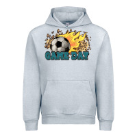 Heather Grey Game day Soccer leopard flames fireball Urban Hoodie - HowdyJamesFarm